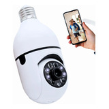 Câmera Ip Inteligente Lâmpada Panorâmica Wifi E Espiã 1080p