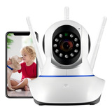 Câmera Wi-fi Visão Noturna Sensor De Movimento 3 Antenas Hd Cor Branco