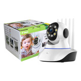 Câmera Wifi Segurança Ip Hd 360 Graus Cor Branco 5 Antenas