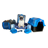 Caminha Cachorro Completo Kit Luxo Medio Cor Azul Desenho N/a