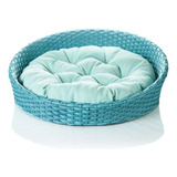 Caminha Pet Cachorro Gato Redonda Confortável 65cm Veludo Cor Tiffany