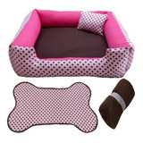 Caminha Pra Pet Cachorro Gato P 50x50 Com Manta E Tapete Cor Rosa De Bolinha