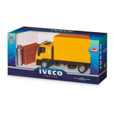 Caminhão Brinquedo Miniatura Iveco Tector Baú Com Acessórios