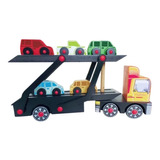 Caminhão Cegonha Brinquedo Educativo De Madeira
