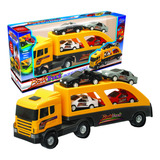 Caminhão Cegonha Truck Grande C/ Rampa 4 Carrinhos Brinquedo
