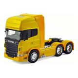 Caminhão Scania R730 Trucado Amarelo Transporter Welly 1/32