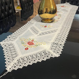 Caminho De Mesa Croche Trilho Bordado Renda Guipir 40x150cm