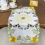 Caminho De Mesa Guippir Bordado Renda 90cm Holanda Flor Luxo Cor Girassol