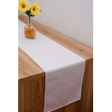 Caminho Trilho De Mesa Tecido Piquet 2,20x0,35 Decoração Cor Branco
