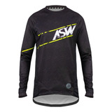 Camisa Asw Ride Bike Offroad Ciclismo Manga Longa Preto Mtb