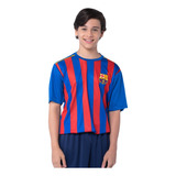 Camisa Barcelona Infantil Símbolo Azul E Vermelho Oficial