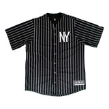 Camisa Baseball Masculina M10 Classic Ny Listrado