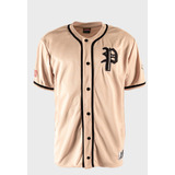 Camisa Baseball Prison Bordada Bege Premium