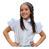 Camisa Blusa Infantil Menina Social Luxo Branco Eventos