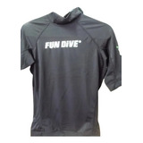 Camisa Blusa Lycra Fun Dive Manga Curta Azul/preta