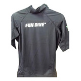 Camisa Blusa Lycra Fun Dive Manga Curta Azul/preta