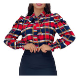 Camisa Blusa Xadrez Quadriculada Feminina Promoção Novo