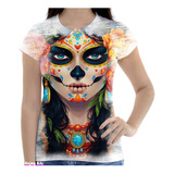 Camisa Camiseta Feminina Babylook Caveira Mexicana