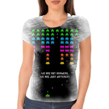 Camisa Camiseta Feminina Space Invaders Jogo Fliperama 3