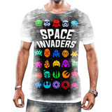Camisa Camiseta Masculina Space Invaders Jogo Fliperama 1