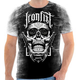 Camisa Camiseta Personalizada Caveira Punho Aço Frete Grátis