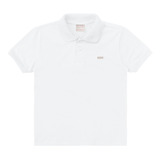 Camisa Camiseta Polo Infantil Masculina Meia Malha Branco
