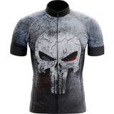 Camisa Ciclismo De Bike Caveira Justiceiro Mtb