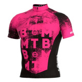 Camisa Ciclismo Ert Mtb Classic Logo Preta Pink Manga Curta 