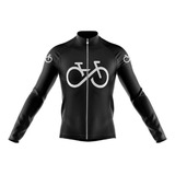 Camisa Ciclismo Manga Longa Bike Ziper Black Dry Fit Mtb