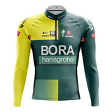Camisa Ciclismo Masculina Pro Tour Bora Verde Camiseta