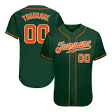 Camisa De Beisebol Personalizada Verde-escura Para Homens