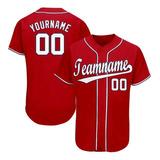 Camisa De Beisebol Personalizada Vermelha Impressa