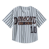 Camisa De Cardigã De Beisebol Listrada Para Meninas E