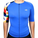 Camisa De Ciclismo Camiseta Uv50 Unissex Wv Team Ultra Azul