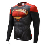 Camisa De Compressão Térmica Uv Superman Luta Mma Bike