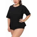 Camisa De Natação Feminina De Manga Curta Rash Guard [u]