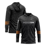 Camisa De Pesca Com Capuz - Estonada Preta - Mar Negro Uv50+