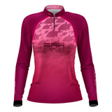 Camisa De Pesca Feminina Brk Cardume Rosa Com Proteção Uv50+