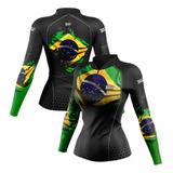Camisa De Pesca Feminina Premium 2023 - Brasil - Mar Negro
