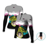 Camisa De Pesca Proteção Solar Feminina Mar Negro Mod Novo