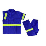 Camisa E Calça Brim C/ Faixa Refletiva Trabalho Segurança 