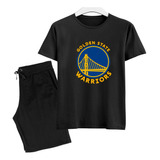Camisa E Calção Temporada Basquete Kit Infantil Golden State