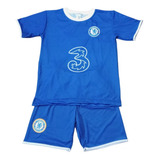 Camisa E Shorts Time Europeu Infantil Uniforme Futebol Azul
