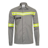 Camisa Eletricista Risco 2 Anti Chama Nr10 Faixa Refletiva 