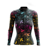 Camisa Feminina Ciclismo Bike Vezzo Leaf Manga Longa