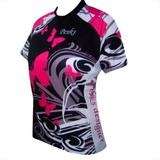Camisa Feminina Ciclismo Borboleta Rosa -