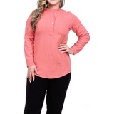 Camisa Feminina Manga Longa Bata Confortável