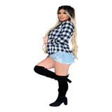 Camisa Feminina Manga Longa Flanela Xadrez