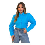 Camisa Feminina Social Manga Bufante Longa 3rd Sd897