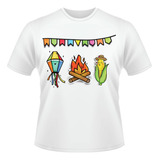 Camisa Festa Junina Fogueira Balão Bandeirola Milho
